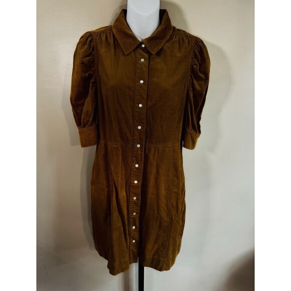 DEAR JOHN ADELINE SHORT SLEEVE DRESS - DARK TAN. Size M - Picture 1 of 7